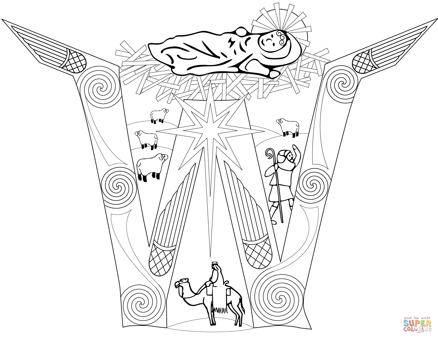 Launching Nativity Scene Coloring Pages Free P 1500x1159 Launching Nativity Scene Coloring Pages Free P