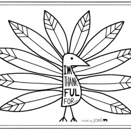 Thankful Turkey Template. Made By Joel Printable Placemat 268x268 Thankful Turkey Template. Made By Joel Printable Placemat