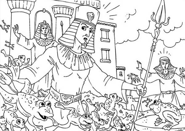 600x425 Frogs Invade Egypt In 10 Plagues Of Egypt Coloring Page Coloring Sun