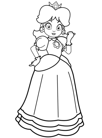 353x480 Princess Daisy Coloring Pages Free