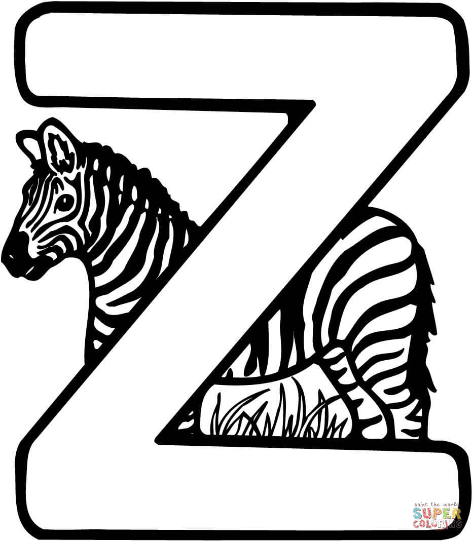 933x1068 Fascinating The Letter Z Coloring Pages Is For Zebra Page Free