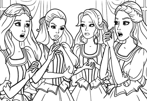 600x410 Barbie Three Musketeers Surprised By Lord Evil Plan Coloring Pages