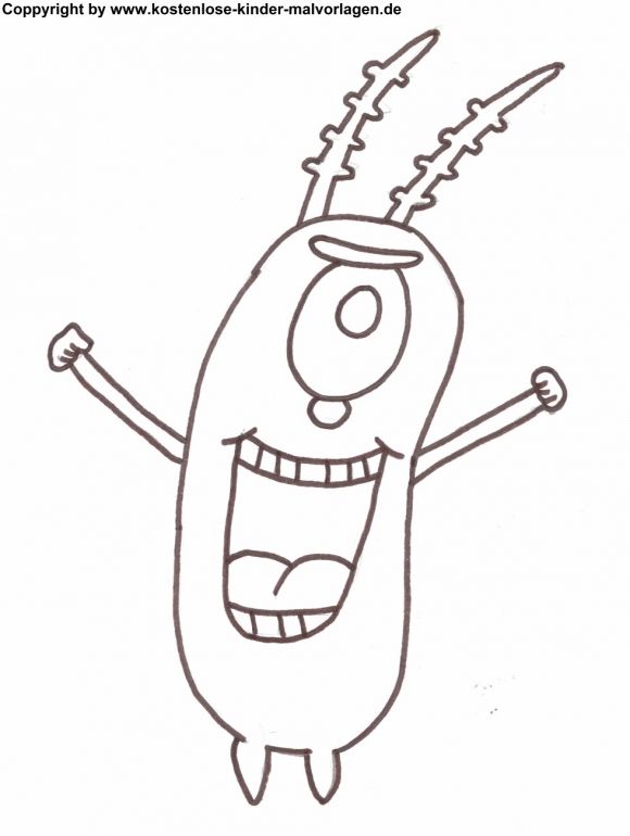 580x770 Spongebob Coloring Pages Plankton Cartoon Button