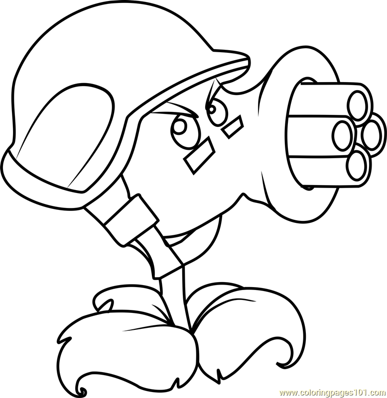 Gatling Pea Coloring Page 777x800 Gatling Pea Coloring Page