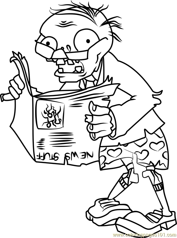 597x800 Newspaper Zombie Coloring Page