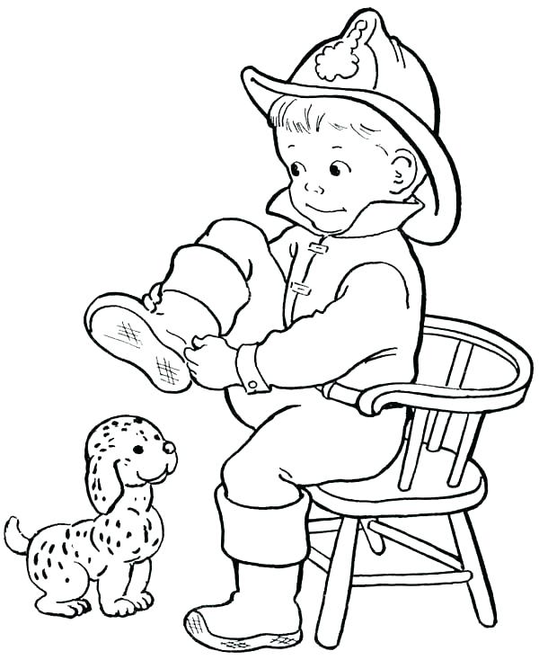 600x734 Idea Kids Playing Coloring Page Or Fireman Pictures To Color