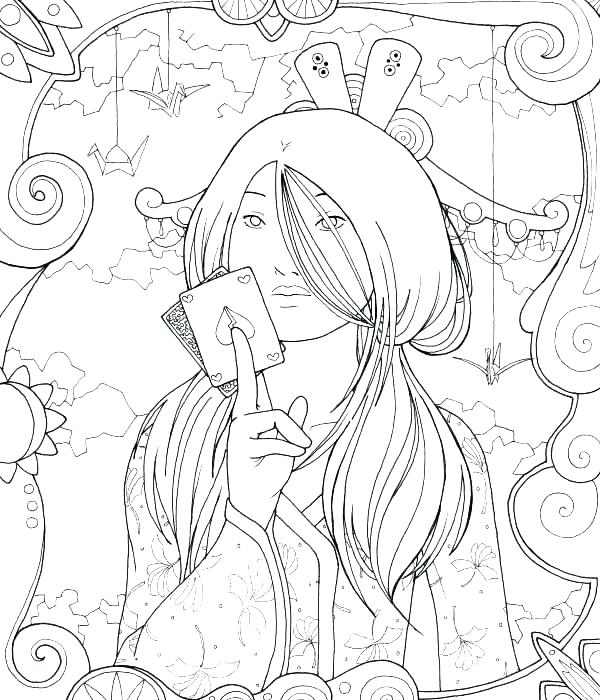 600x700 Geisha Coloring Pages Geisha In Dragonfly Kimono Creative Haven