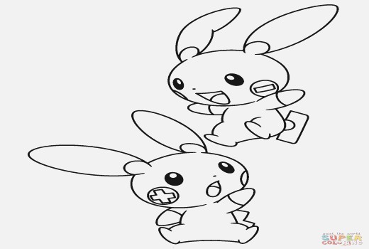 520x350 Plusle And Minun Coloring Pages