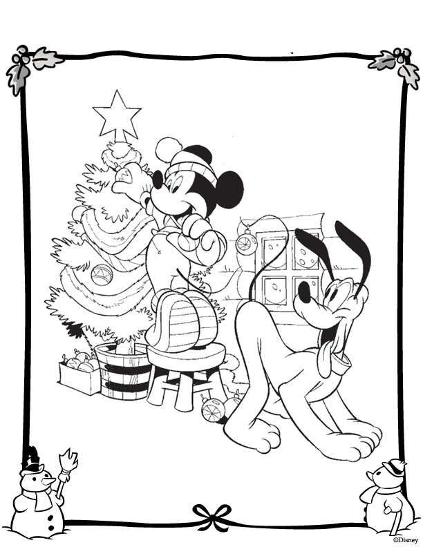 612x792 Mickey Amp Pluto Decorating The Tree Coloring Page Coloring