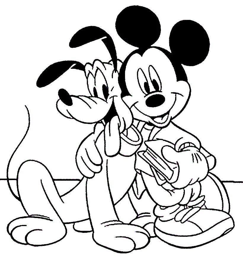 820x873 Mickey And Pluto Coloring Pages Cartoon Pages