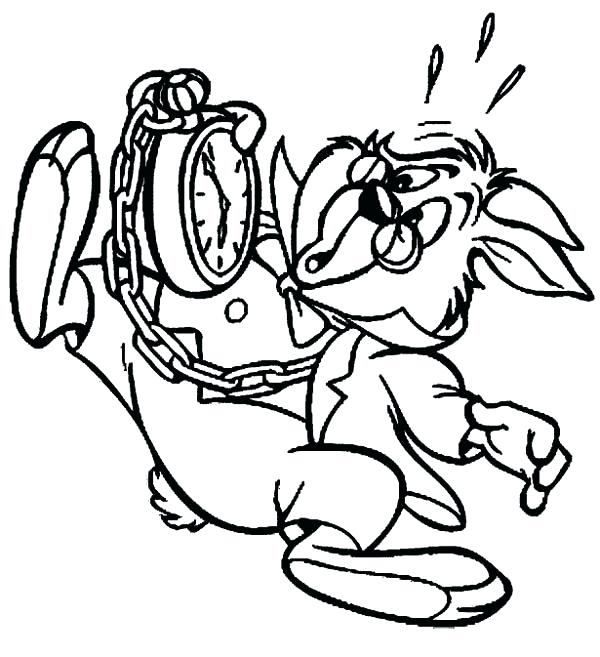 Watch Coloring Page In Wonderland White Rabbit With Big Pocket 600x657 Watch Coloring Page In Wonderland White Rabbit With Big Pocket