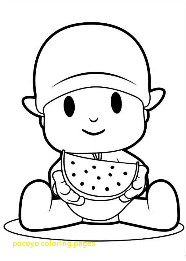 600x840 Pocoyo Coloring Pages With Pocoyo Eating Slice Of Watermelon