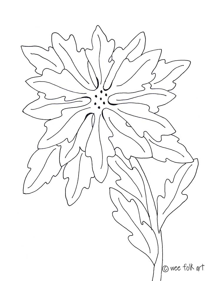 740x954 Poinsettia Coloring Page