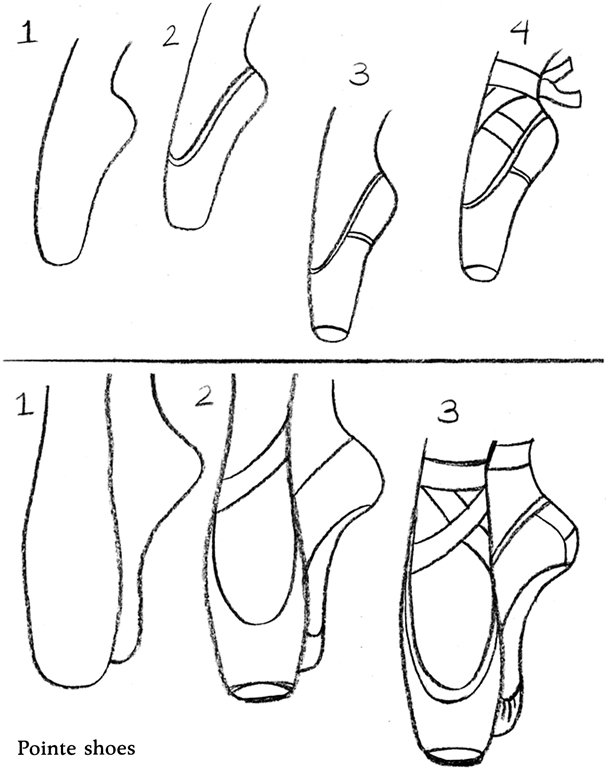 608x774 How To Draw Ballet Pointe Shoes Sketch Template, Pointe Shoes