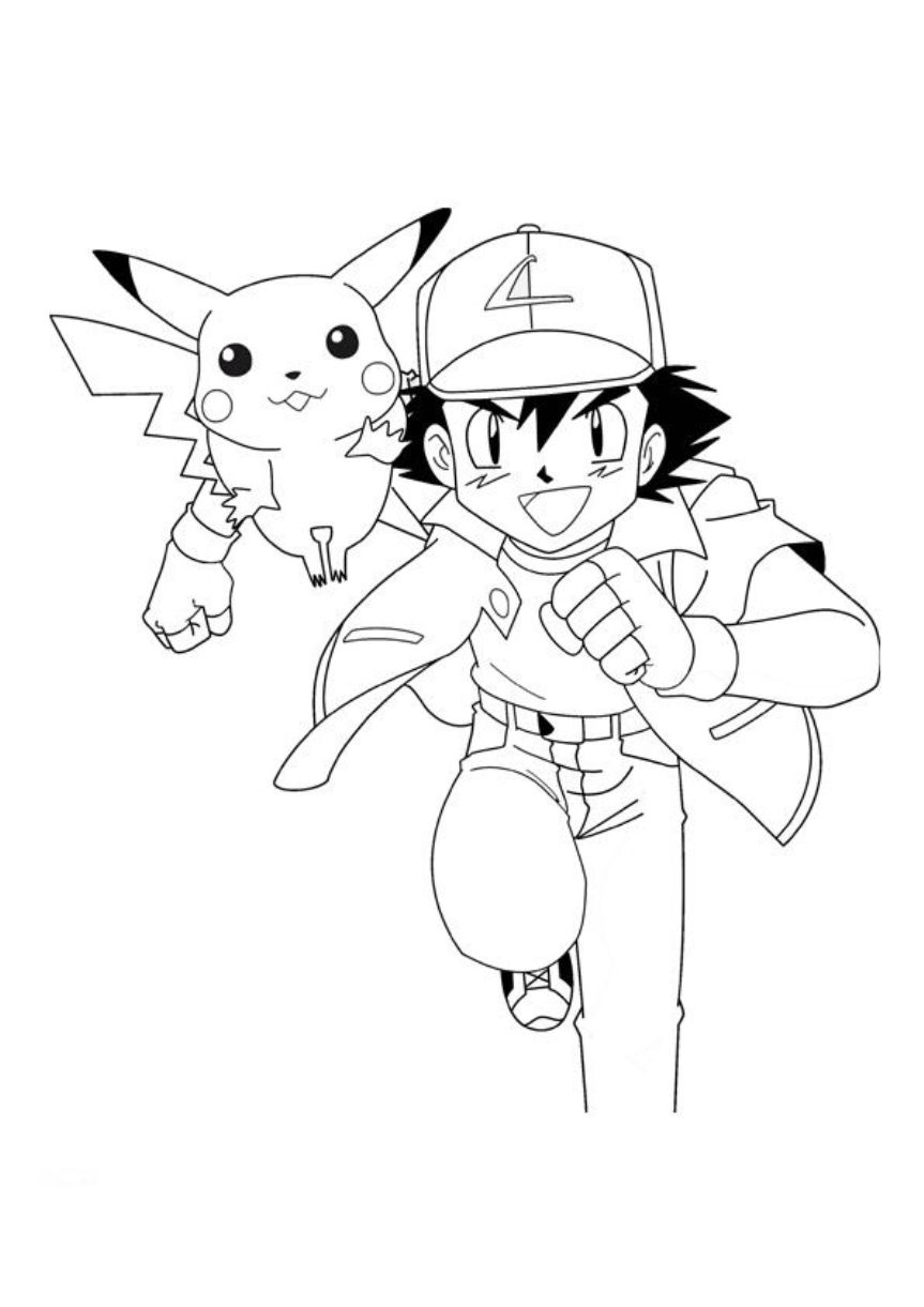 863x1221 Ash And Pikachu Coloring Page Ash And Pikachu Ash