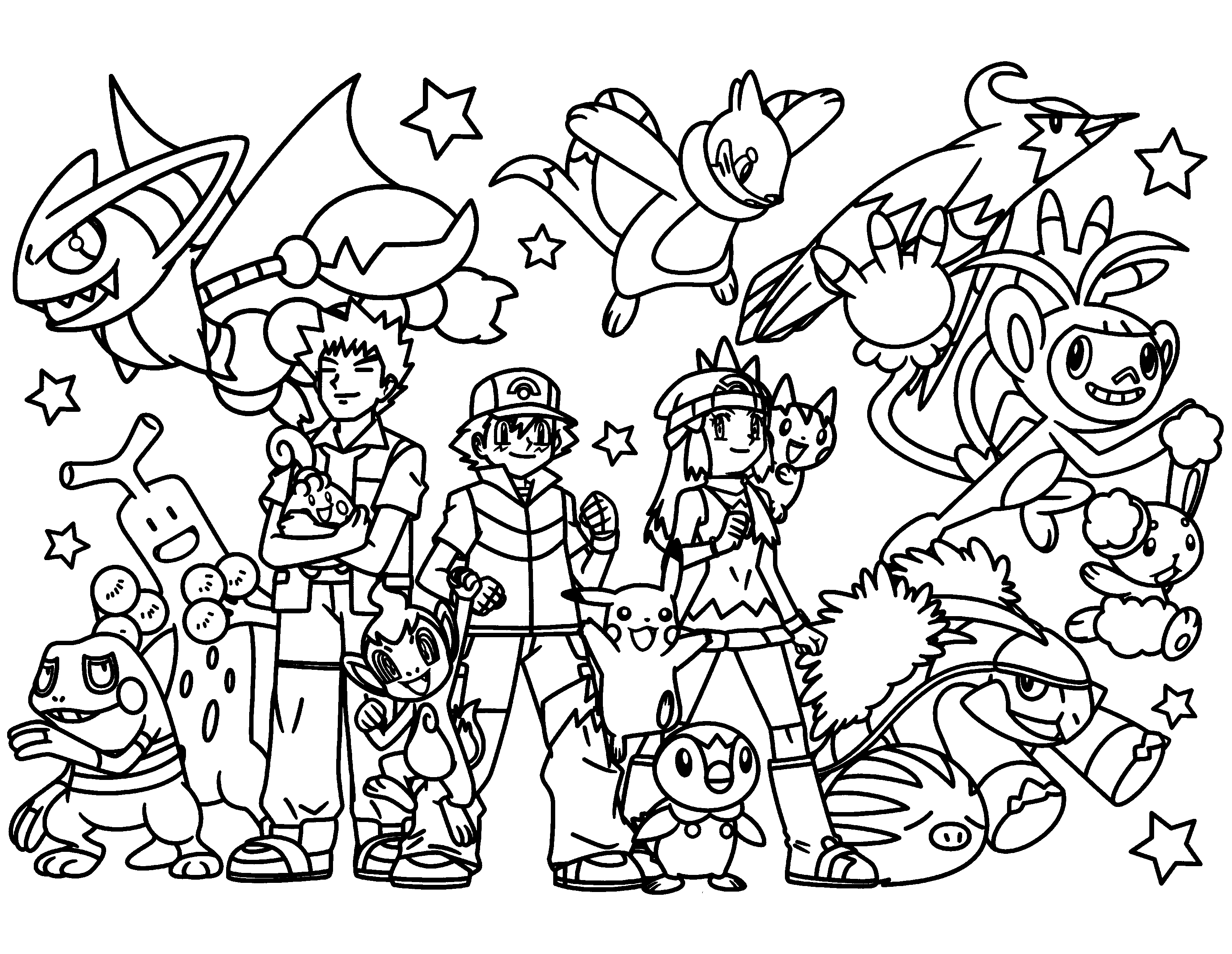 3100x2400 Pokemon Ash And Pikachu Coloring Pages