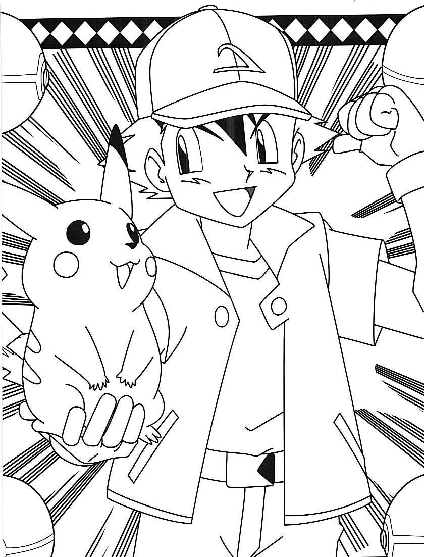 840x1103 Pokemon Ash Pikachu Coloring Pages Embroidery