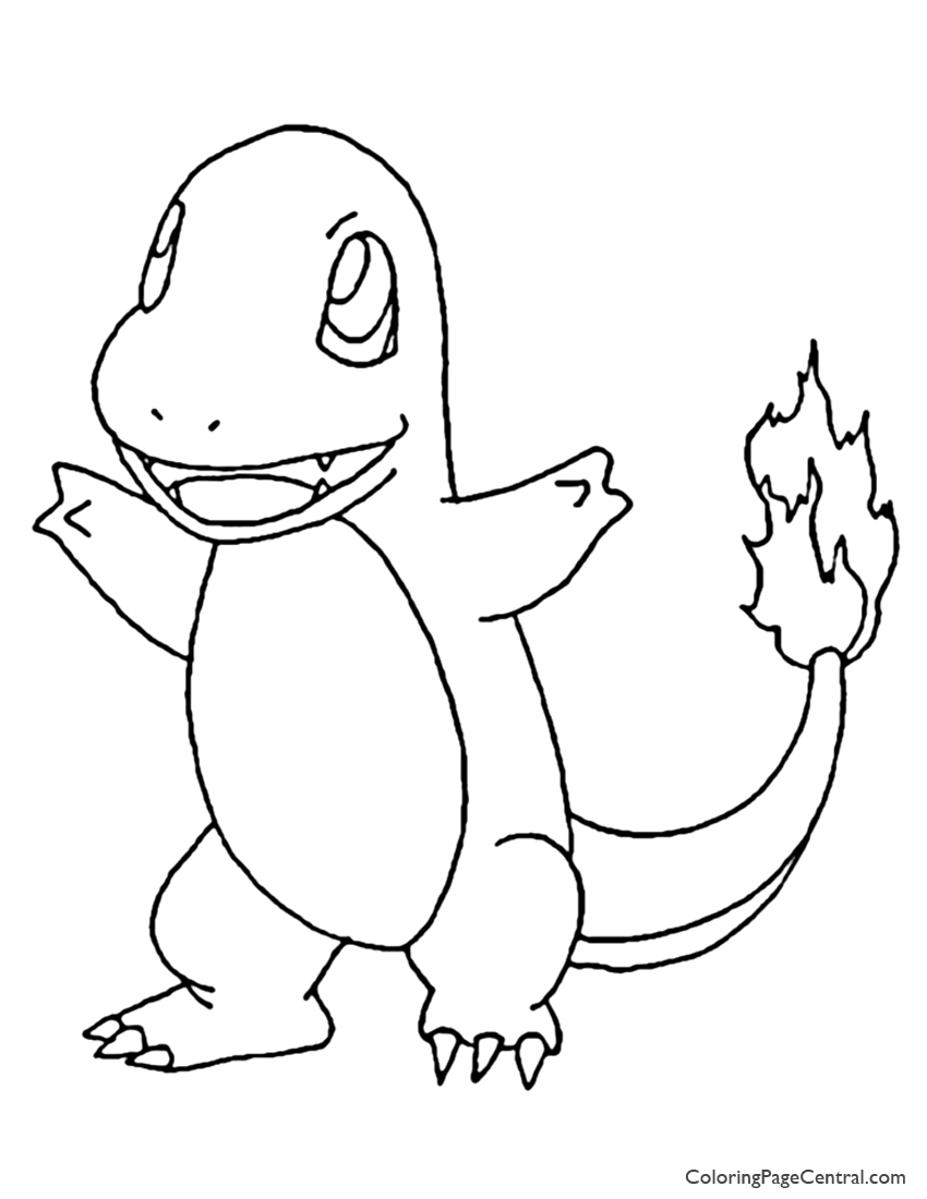 Pokemon Charmander Coloring Page 01 Coloring Page Central 850x1100 Pokemon Charmander Coloring Page 01 Coloring Page Central