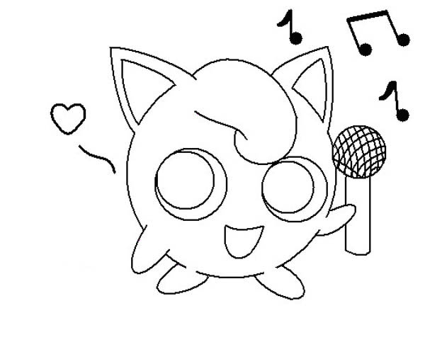 600x490 Jigglypuff Holding Microphone Coloring Page