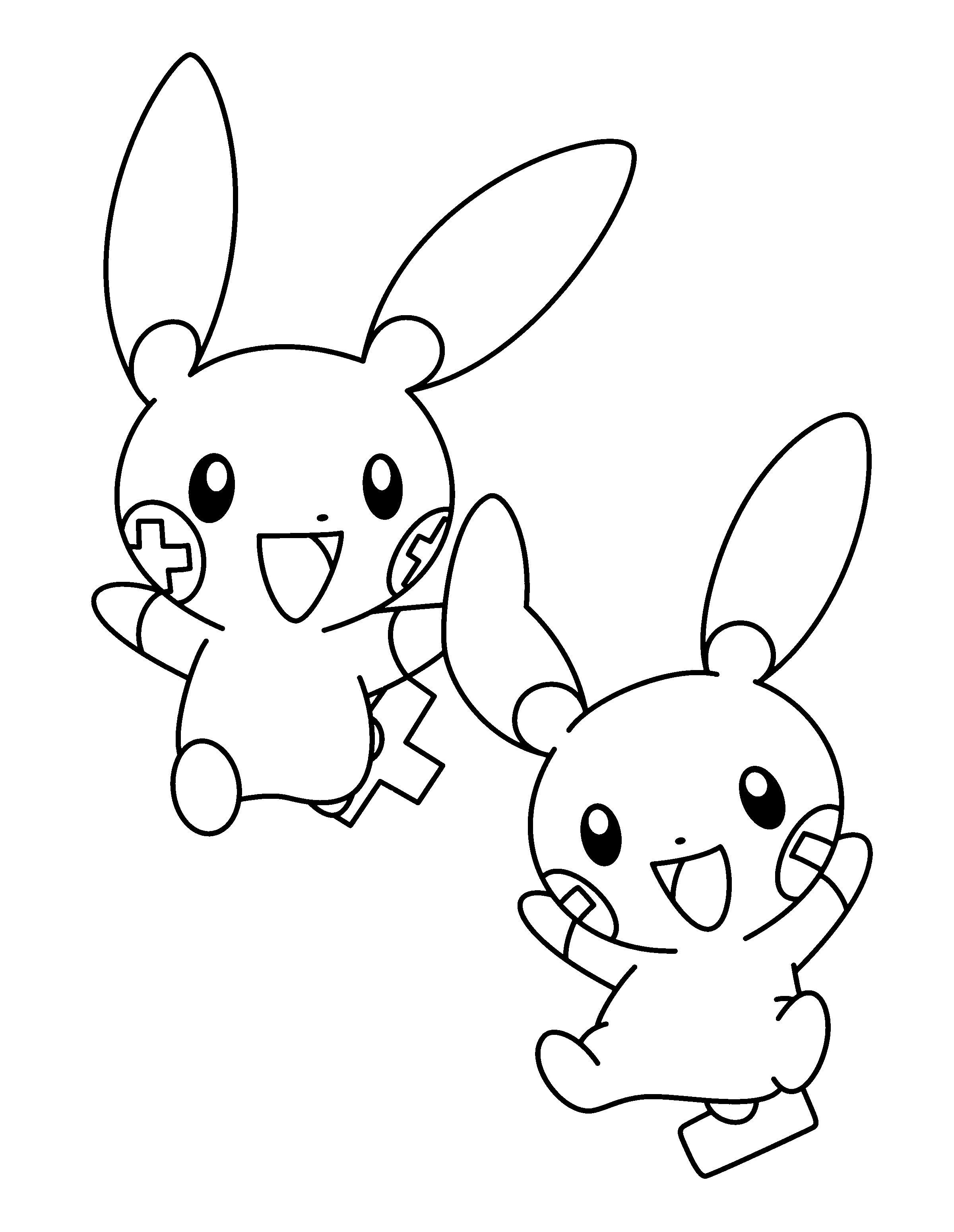 2400x3100 Plusle And Minun Coloring Pages To Print Free Coloring Sheets