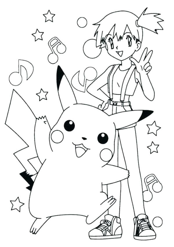 600x850 Pokemon Coloring Pages Pikachu And Ash Cute Page Misty