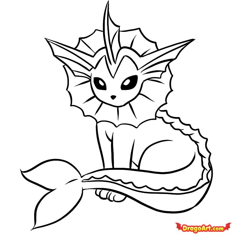 Pokemon Vaporeon Coloring Pages 808x819 Pokemon Vaporeon Coloring Pages