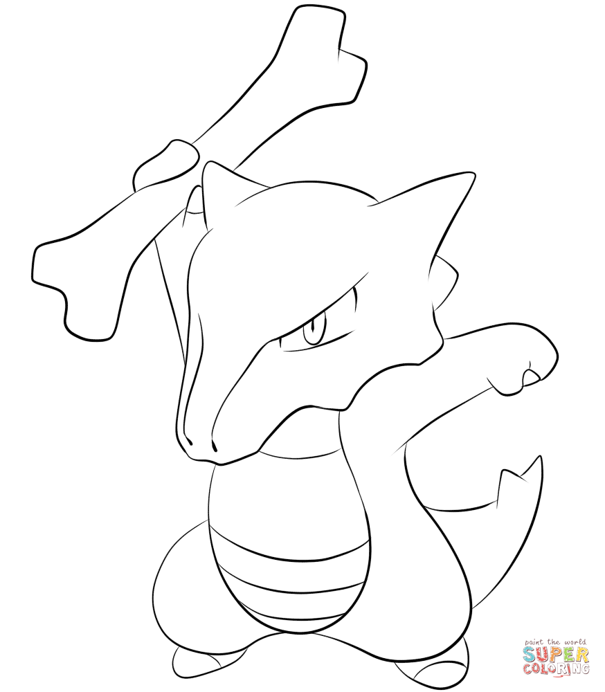 874x1000 Unsurpassed Pokemon Coloring Pages Cubone Marowak Page Free