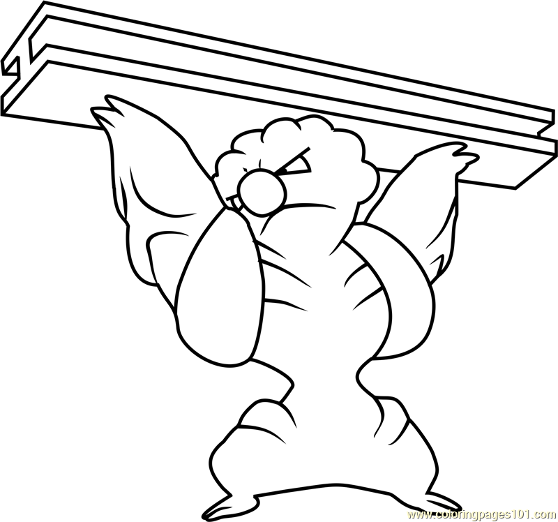 800x748 Gurdurr Pokemon Coloring Page