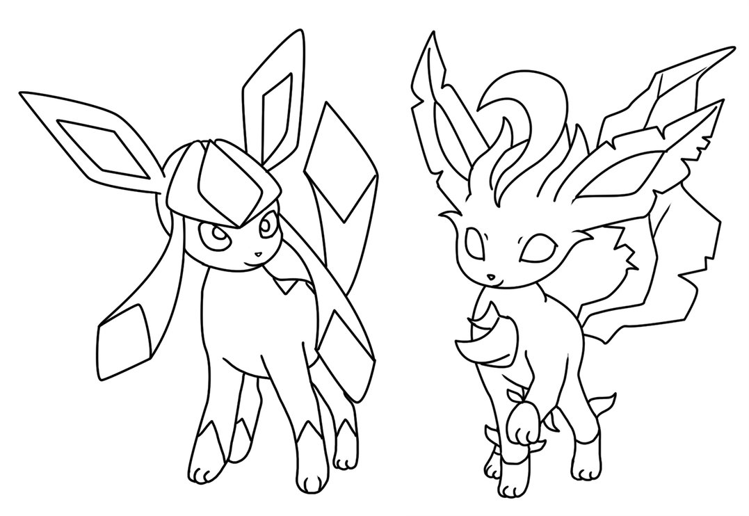 Glaceon And Leafeon Coloring Page By Bellatrixie White 1077x742 Glaceon And Leafeon Coloring Page By Bellatrixie White