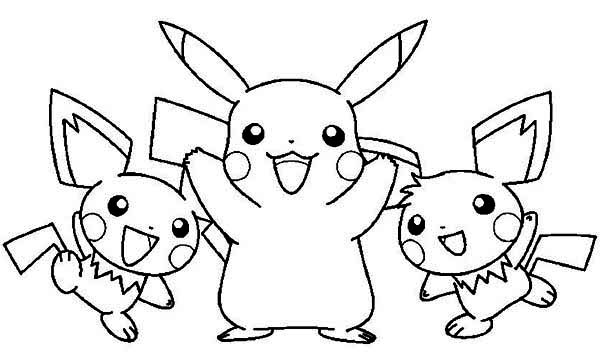 600x357 Pikachu And Raichu And Pichu Coloring Page Color Luna