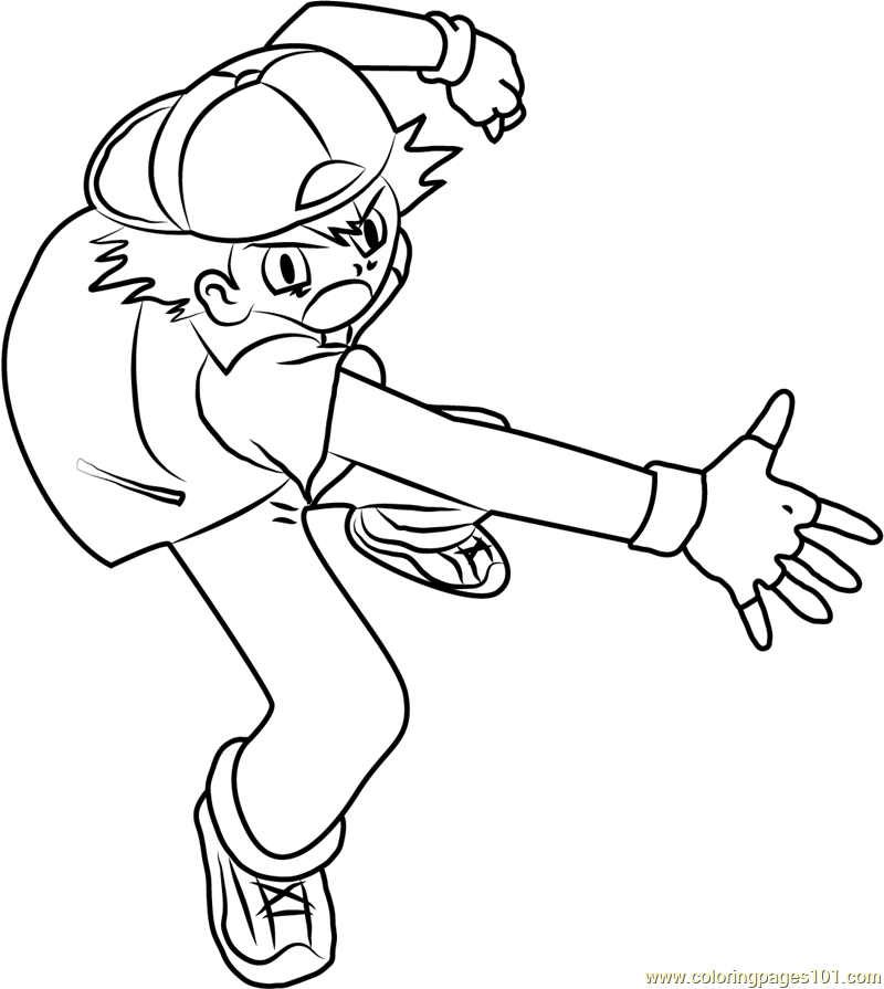 800x895 Ash Throwing A Pokeball Coloring Page