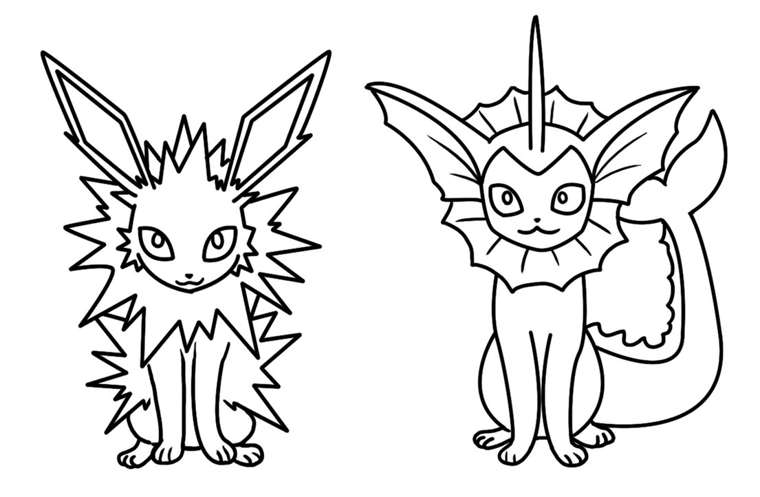 1105x722 Jolteon And Vaporeon Coloring Page By Bellatrixie White