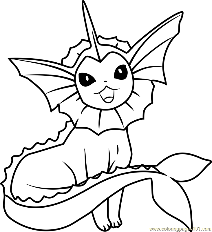 732x800 Vaporeon Pokemon Coloring Page