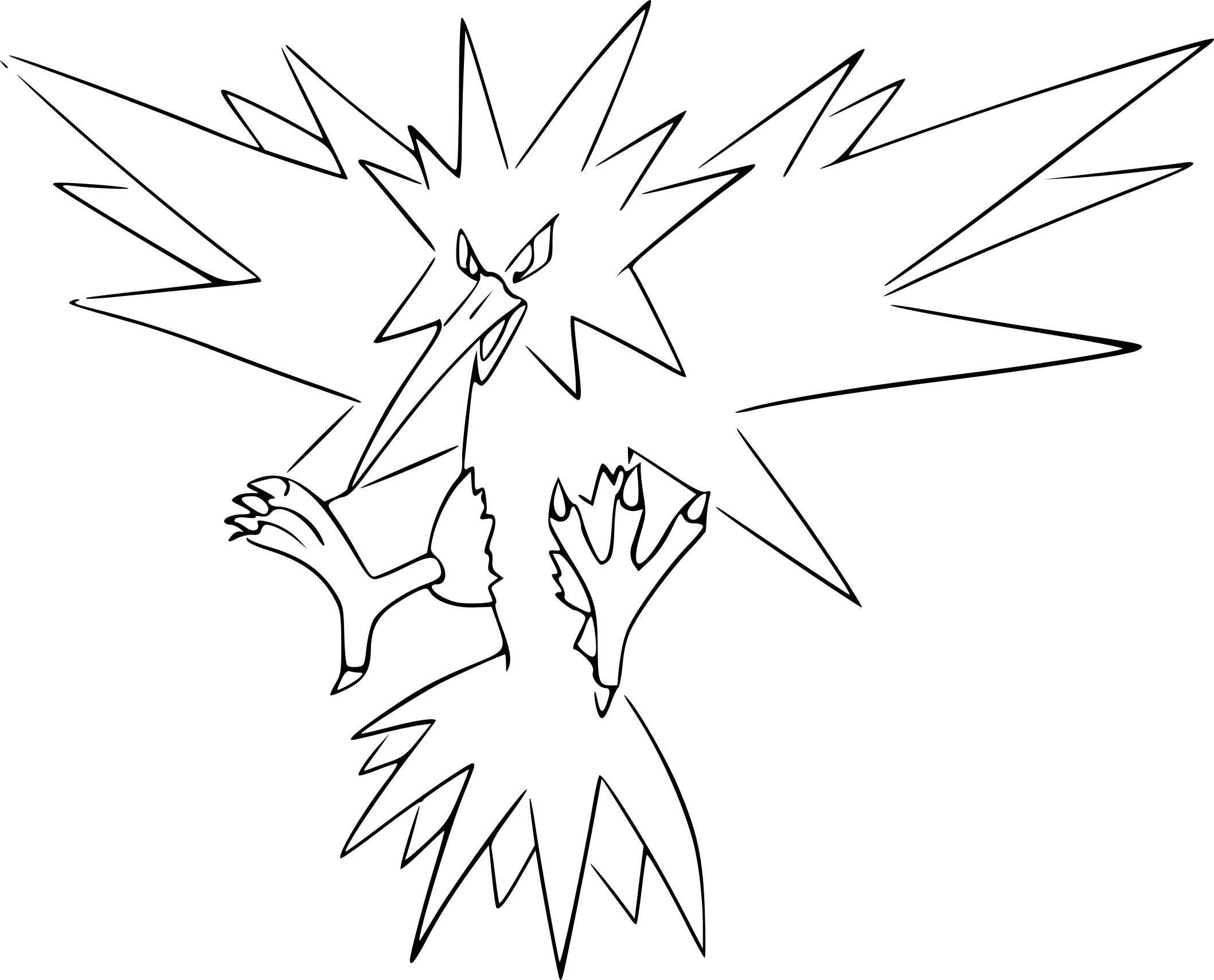 Pokemon Zapdos Coloring Page 2117x1709 Pokemon Zapdos Coloring Page