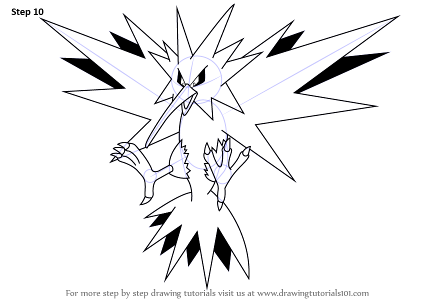 Zapdos Pokemon Drawing 844x598 Zapdos Pokemon Drawing