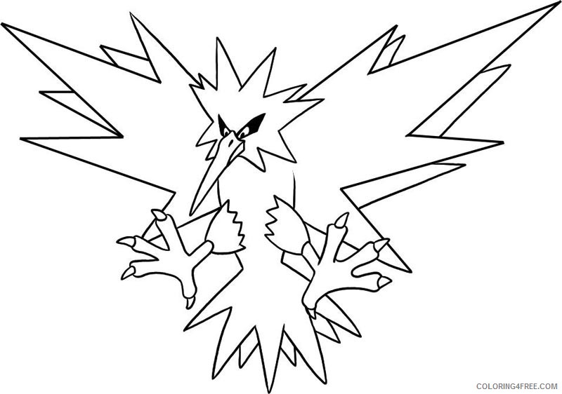 Legendary Pokemon Coloring Pages Zapdos Coloring4free 800x562 Legendary Pokemon Coloring Pages Zapdos Coloring4free