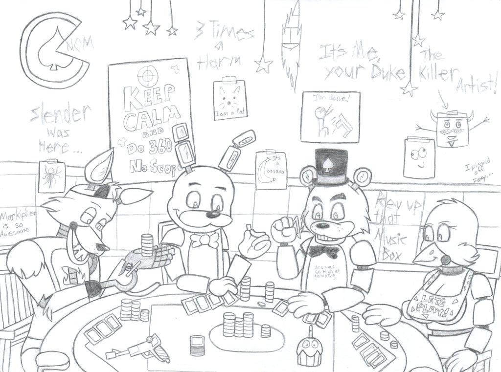 Five Nights At Freddys Coloring Or Five Poker Nights At By Friday 1024x761 Five Nights At Freddys Coloring Or Five Poker Nights At By Friday