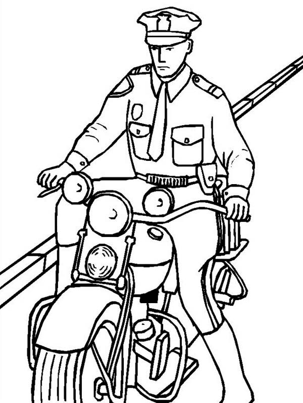 600x799 Police Coloring Page Police Officer Riding A Motorcycle Coloring