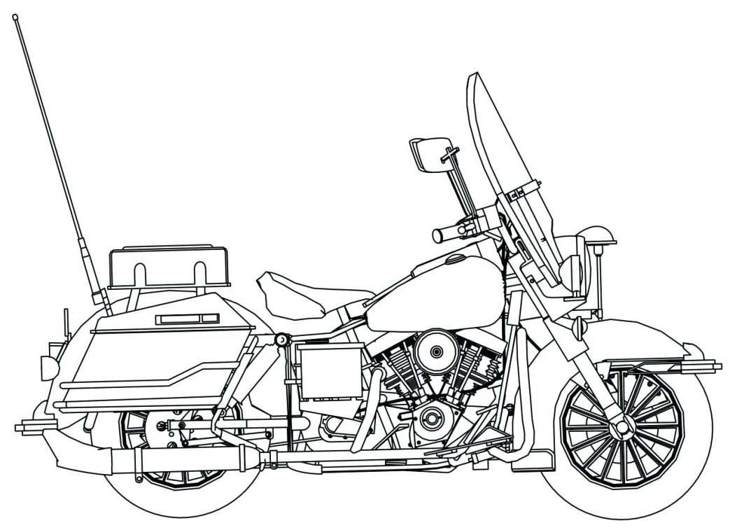 1043x757 Coloring Pages Flowers In A Vase Police Motorcycle Side Page