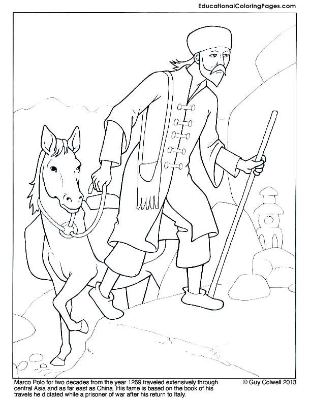 612x792 Marco Polo Coloring Page. Mystery Of History Volume 2, Lesson 71
