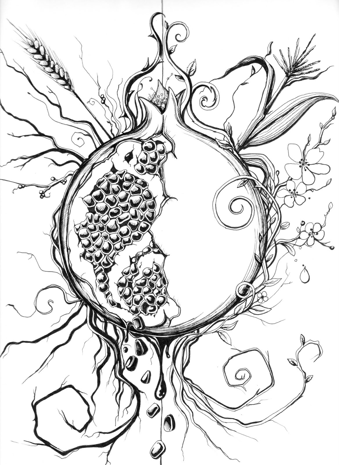 1167x1600 Pomegranate Coloring Pages! Honor The Gods