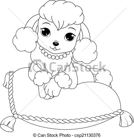 450x462 Glamorous Poodle Coloring Page Vectors Illustration