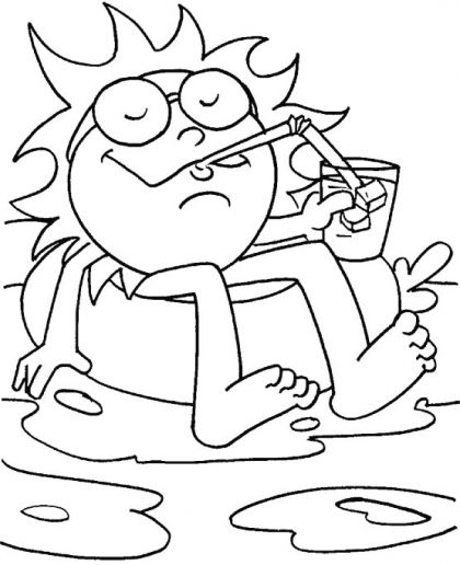 In A Pool With Lemonade In Mouth To Beat The Heat Coloring Page 420x516 In A Pool With Lemonade In Mouth To Beat The Heat Coloring Page