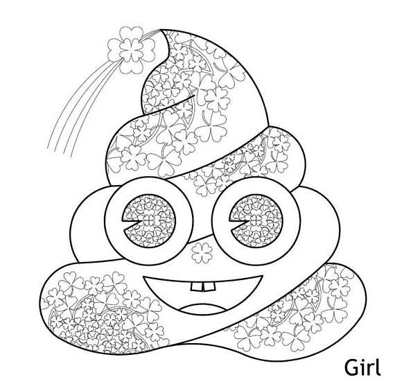 570x554 Printable Poop Emoji Coloring 046 Girl St Patrick's Day