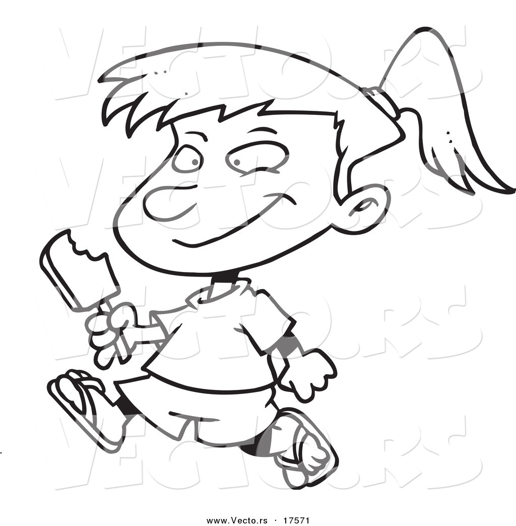 1024x1044 Vector Of A Cartoon Girl Eating A Refreshing Popsicle
