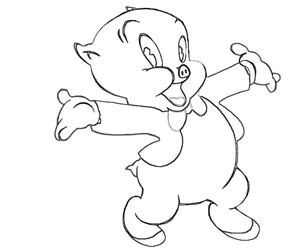600x500 Black And White Pig Coloring Pages