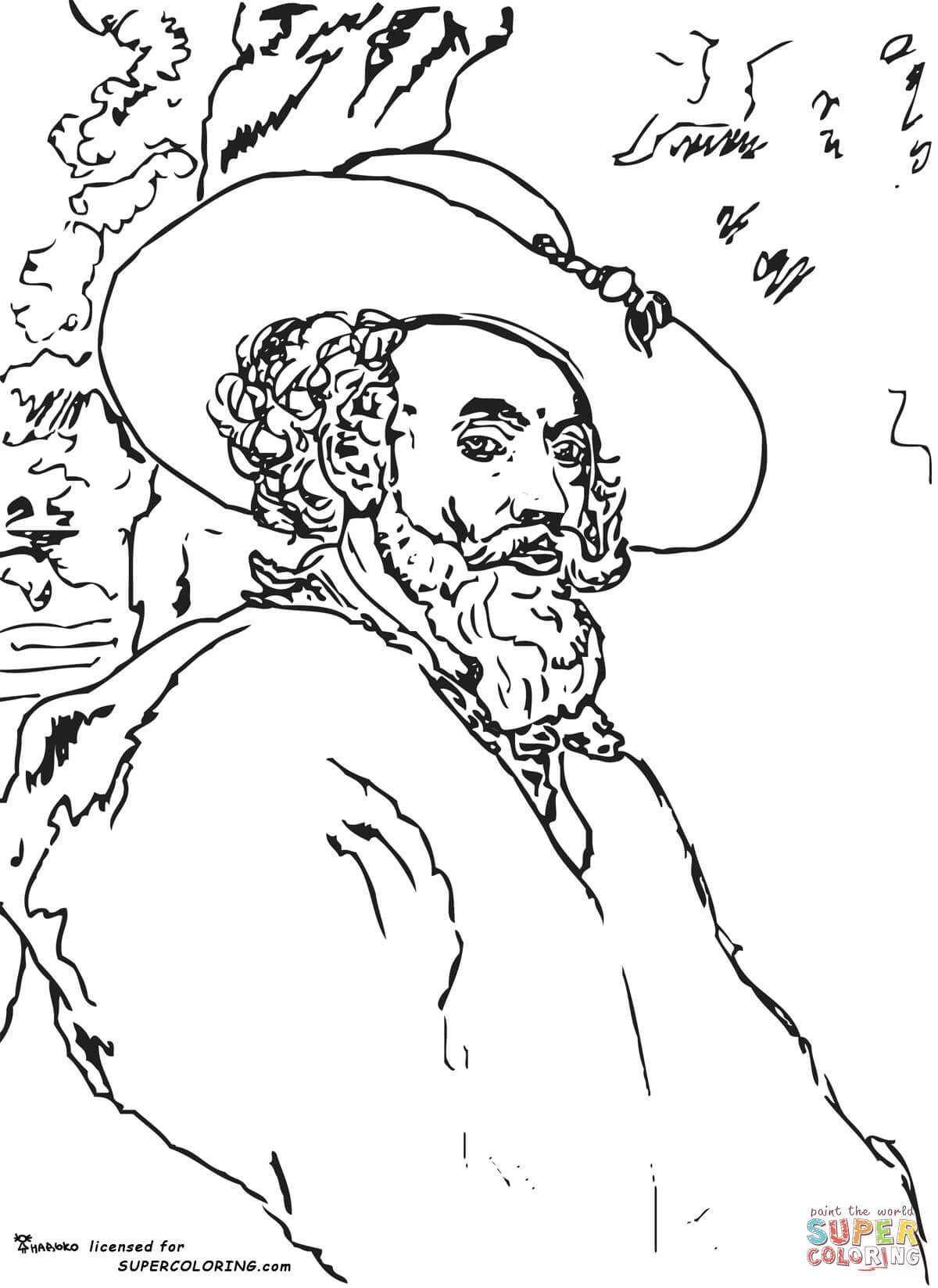 Self Portrait Peter Paul Rubens Coloring Page Free Printable Self 1200x1647 Self Portrait Peter Paul Rubens Coloring Page Free Printable Self