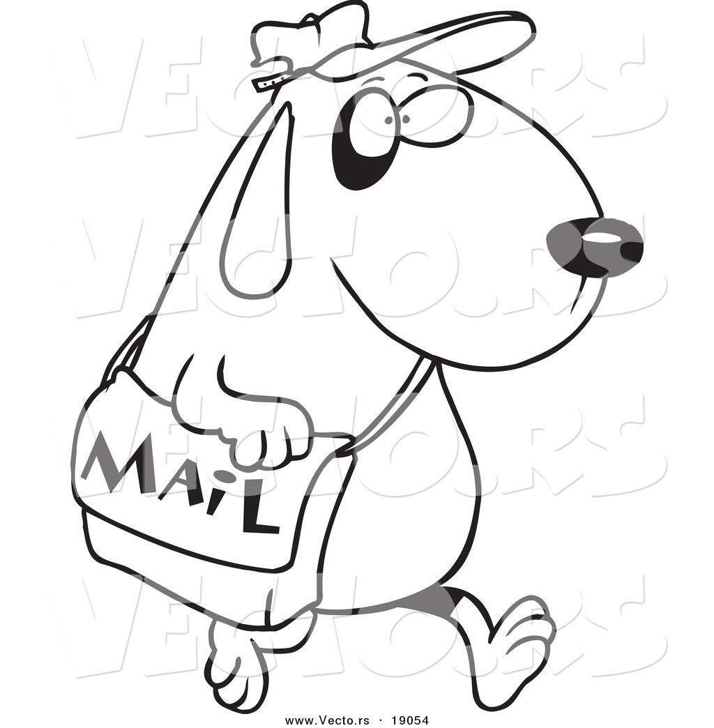 1024x1044 Vector Of A Cartoon Dog Postal Worker Carrying A Mail Bag