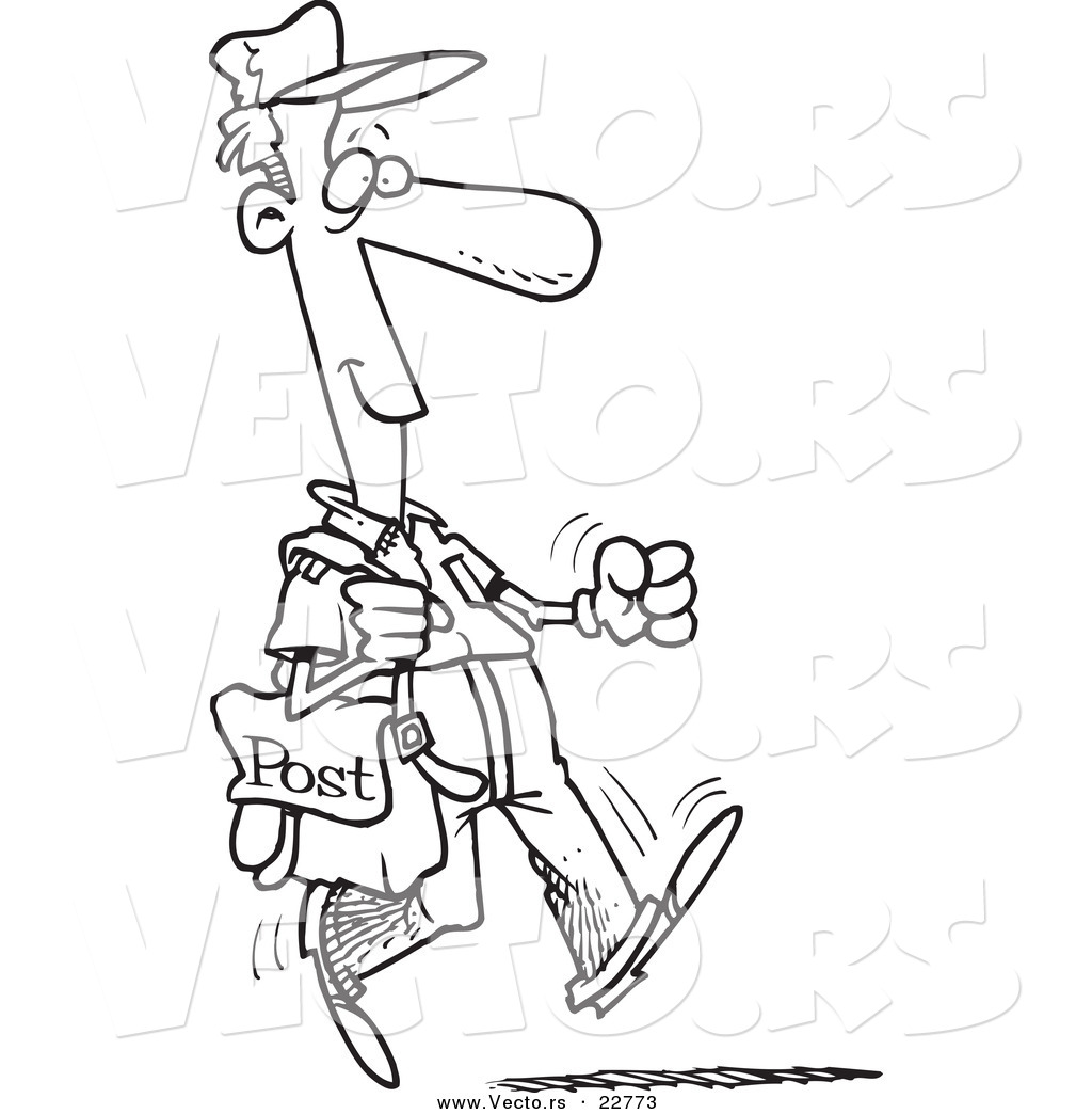 1024x1044 Vector Of A Cartoon Happy Post Man