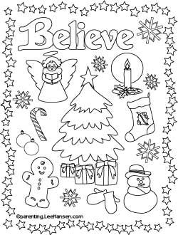 250x330 Believe Christmas Printable Coloring Page,